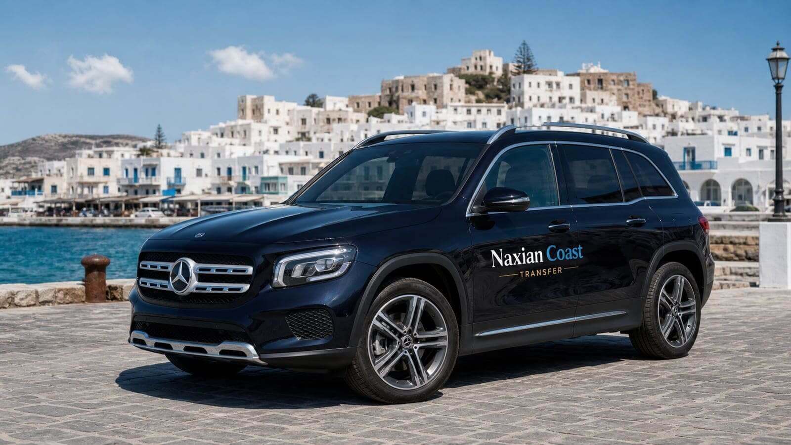 Mercedes-Benz GLB branded for Naxian Coast Transfer