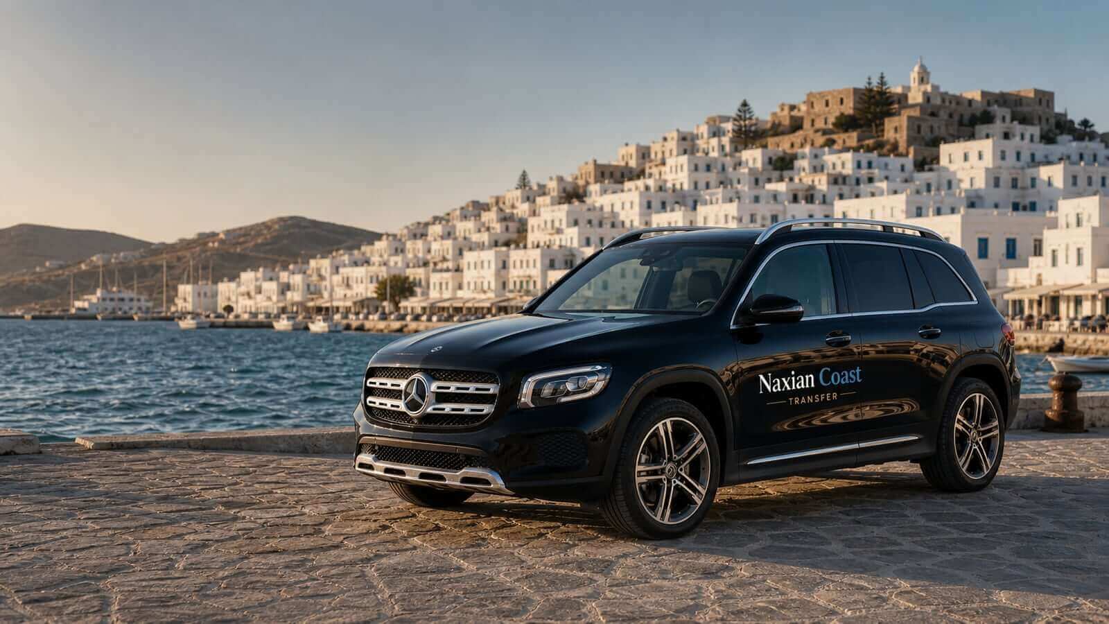 Private transfer vehicle by Naxos port for Naxian Coast Transfer